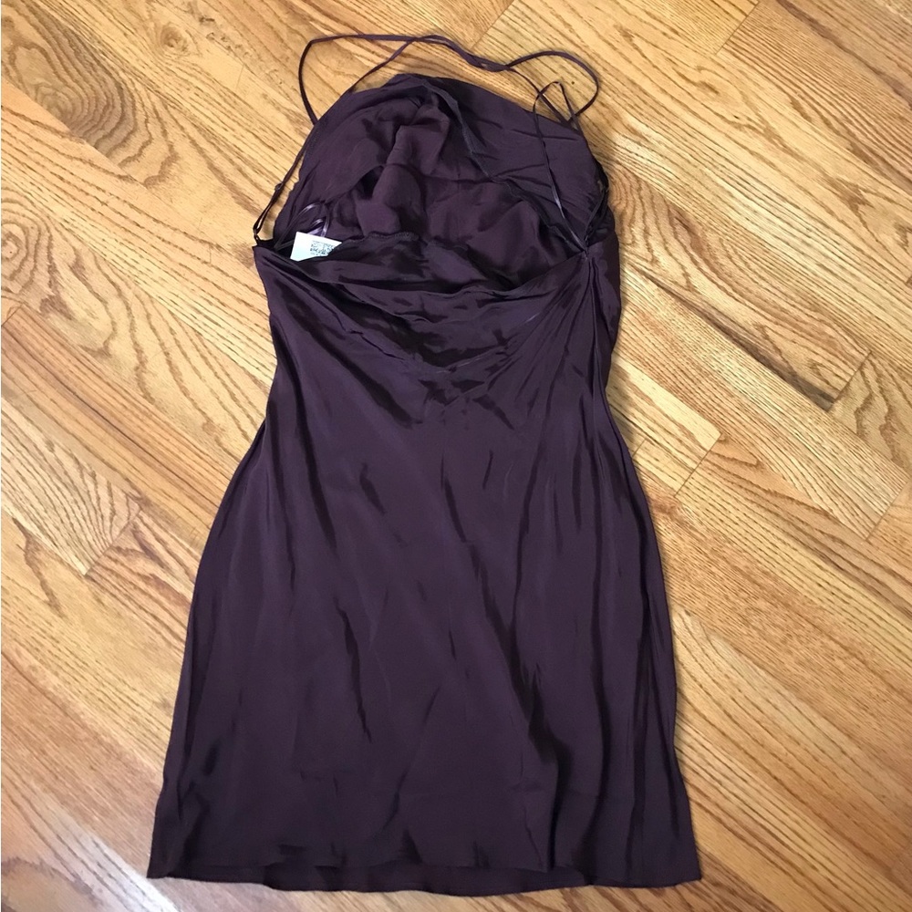 H&M Brown Satin Mini Dress NWT - Picture 5 of 6
